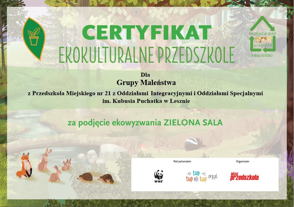 Certyfikat Zielona sala